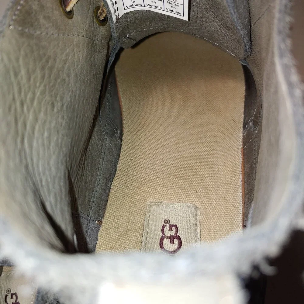 UGG Neumel Unlined Leather Lacing Cargo Gray Boots Size 10